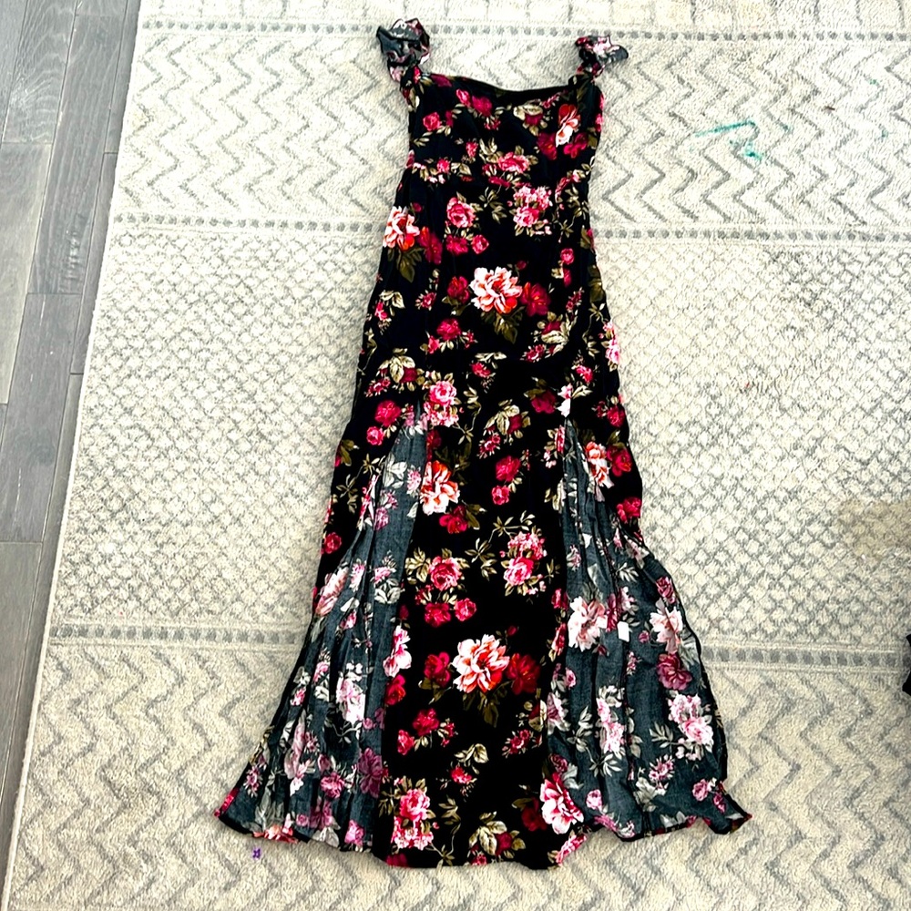 Never worn long summer dress with slits